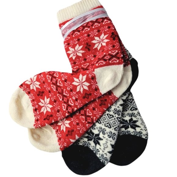 2 Pairs Women Holiday Wool Blend Socks - Picture 2 of 2